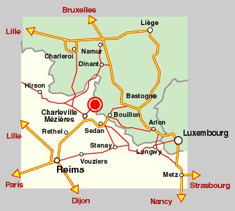 plan de situation : les hautes rivières, Charleville Mézières, Sedan,  ardennes